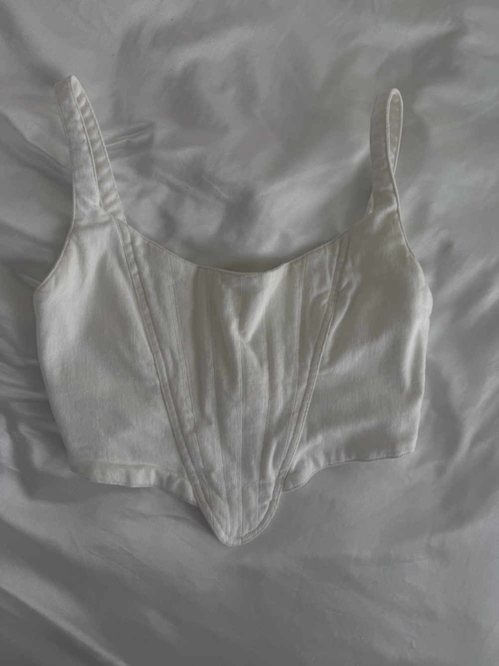 Zara White Structured Cropped Corset Top